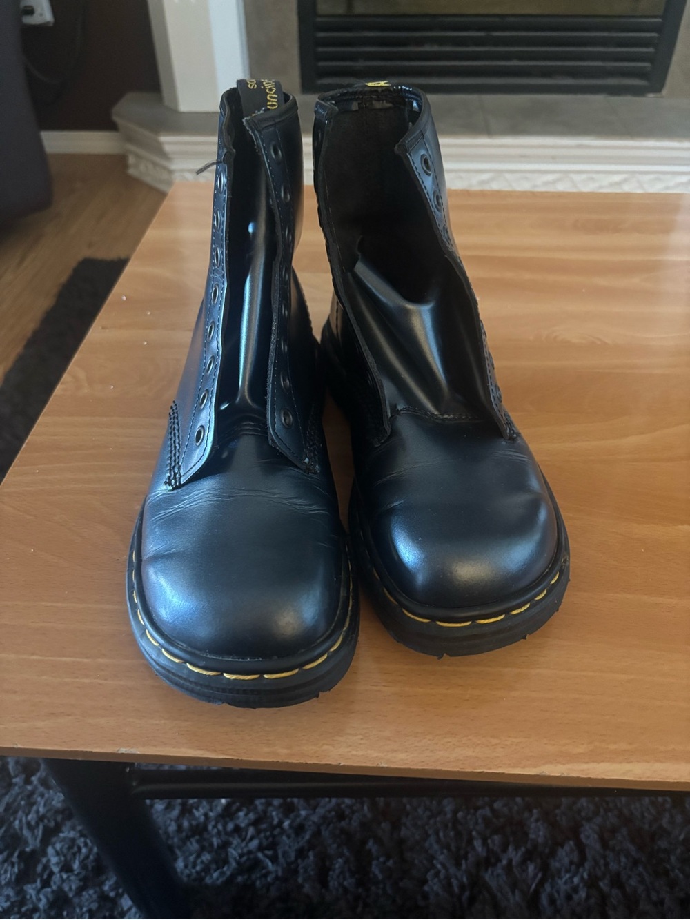 Vintage Dr. Martens Made in England Metallic Dark Grey Boots Women’s 9